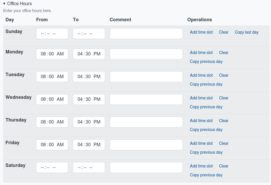 Visual of the Office Hours form input