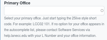 Visual of the Primary Office Autocomplete input