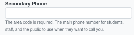 Visual of the Secondary Phone form input